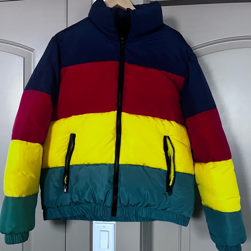 Forever 21 Multicolor Puffer Jacket/ Medium